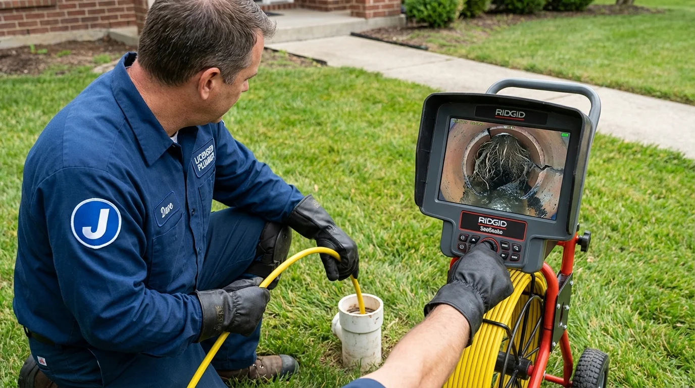 Sewer camera inspection being performed by Johns Plumbing LLC in Mount Orab